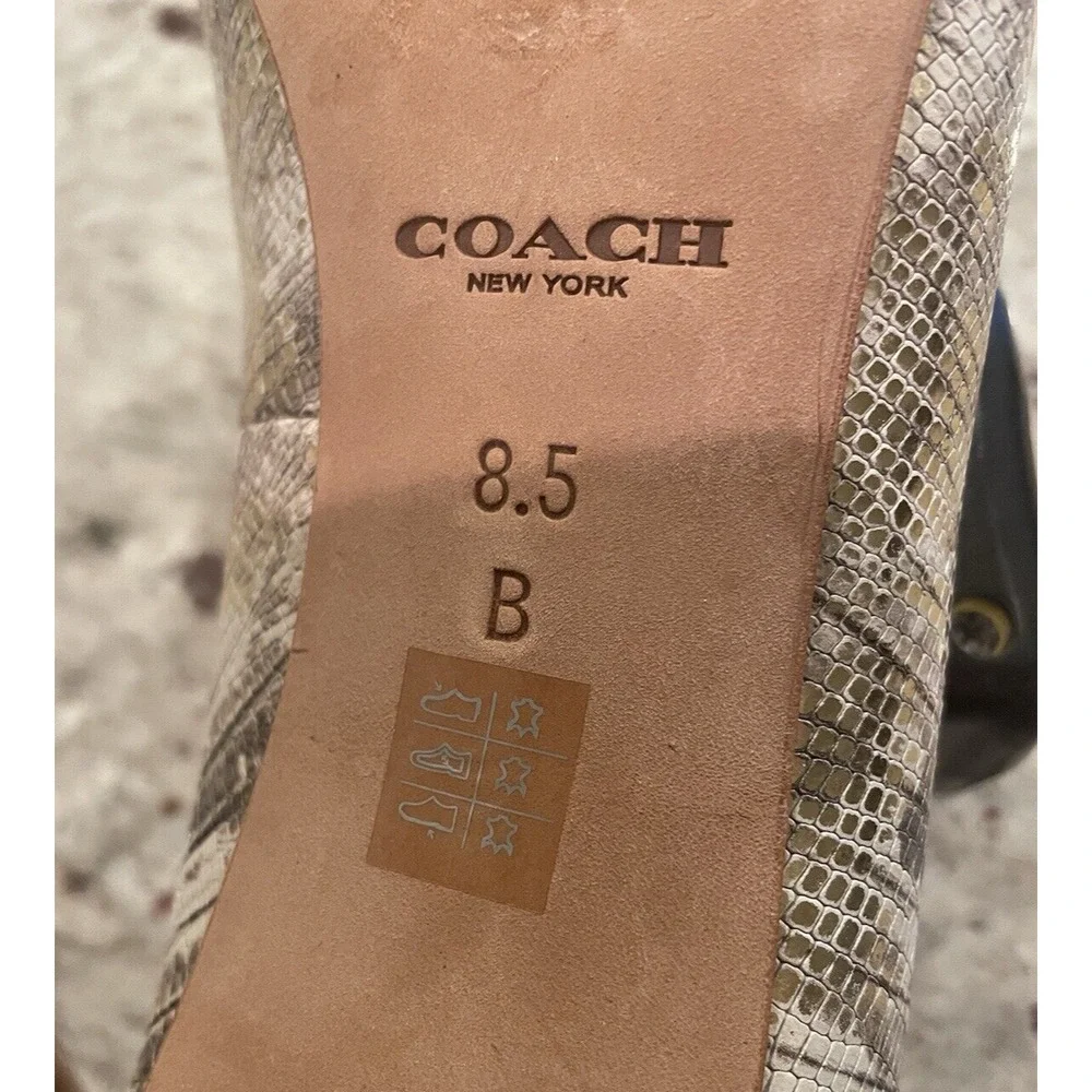 COACH New York‎ Harlee Gold Snakeskin Pumps Pointed Toe Heels Size 8.5 B